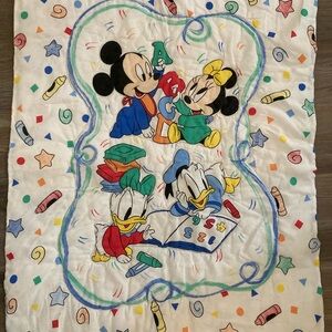 Disney Colorful Mickey & Friends Baby Quilt / Comforter Vintage
